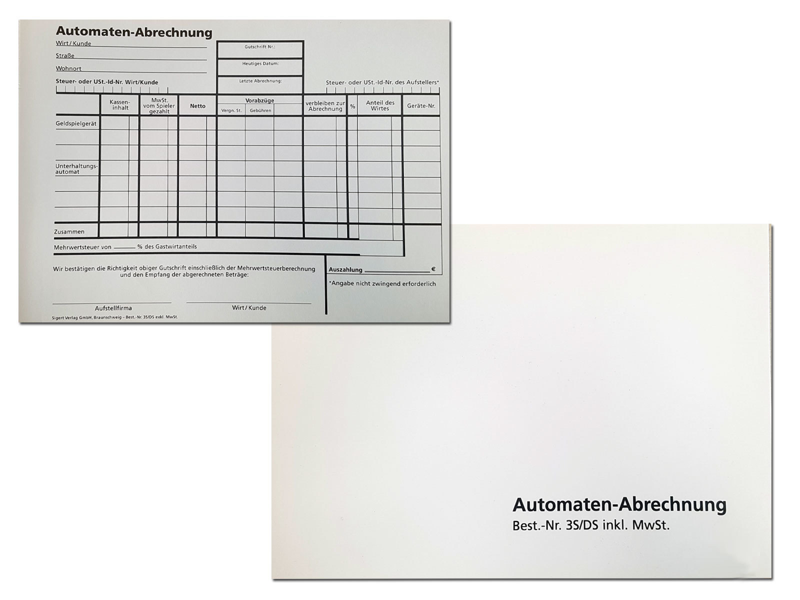 Abrechnungsblock 3S/DS incl. Mwst A5 neu